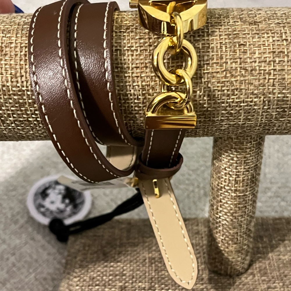 VERSUS by VERSACE NWT AUTHENTIC GENUINE BROWN LEATHER/GOLD WRAP DESIGN WATCH - Picture 9 of 17
